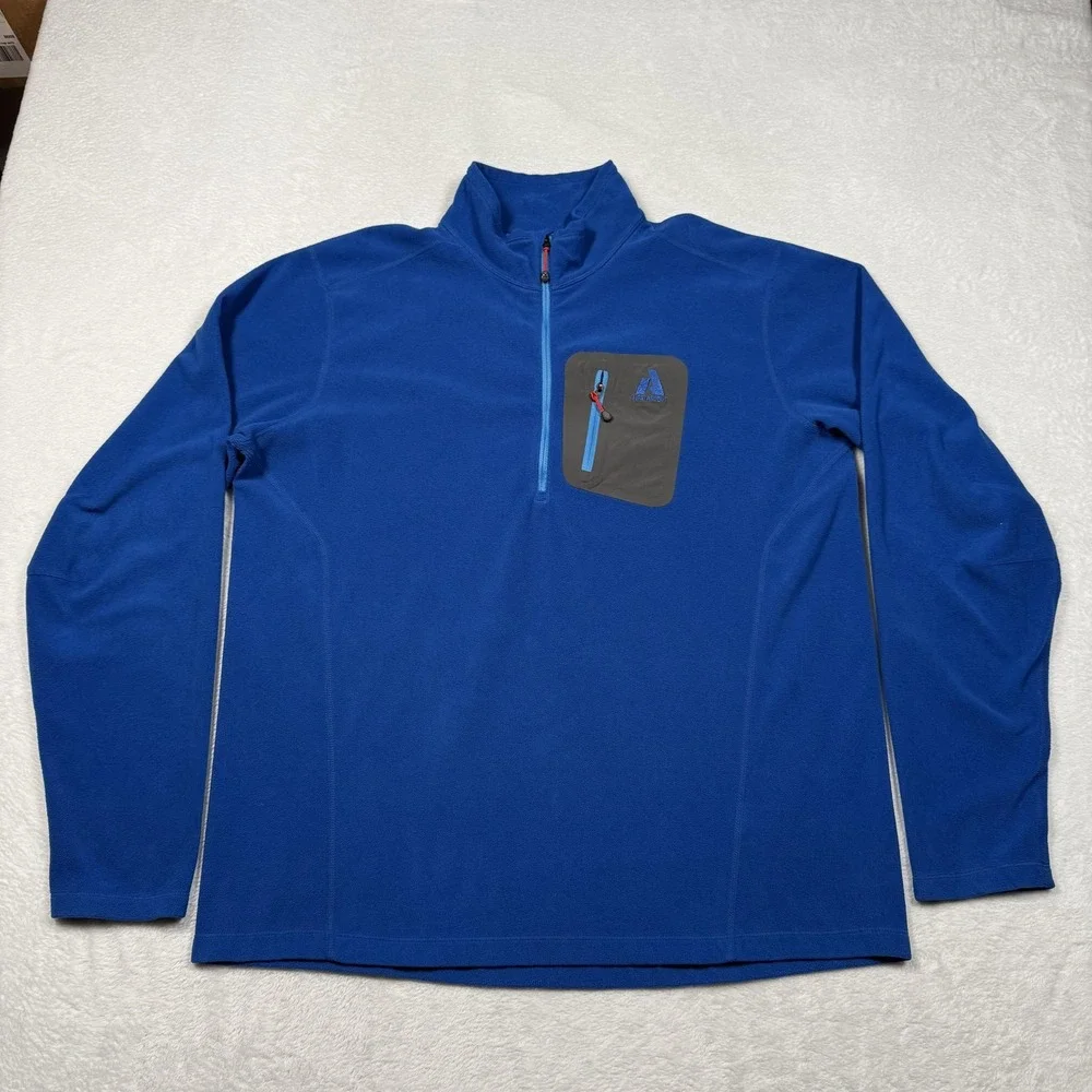 Eddie Bauer First‎ Ascent Pullover Mens Tall XL Blue Fleece Quarter Zip Pocket